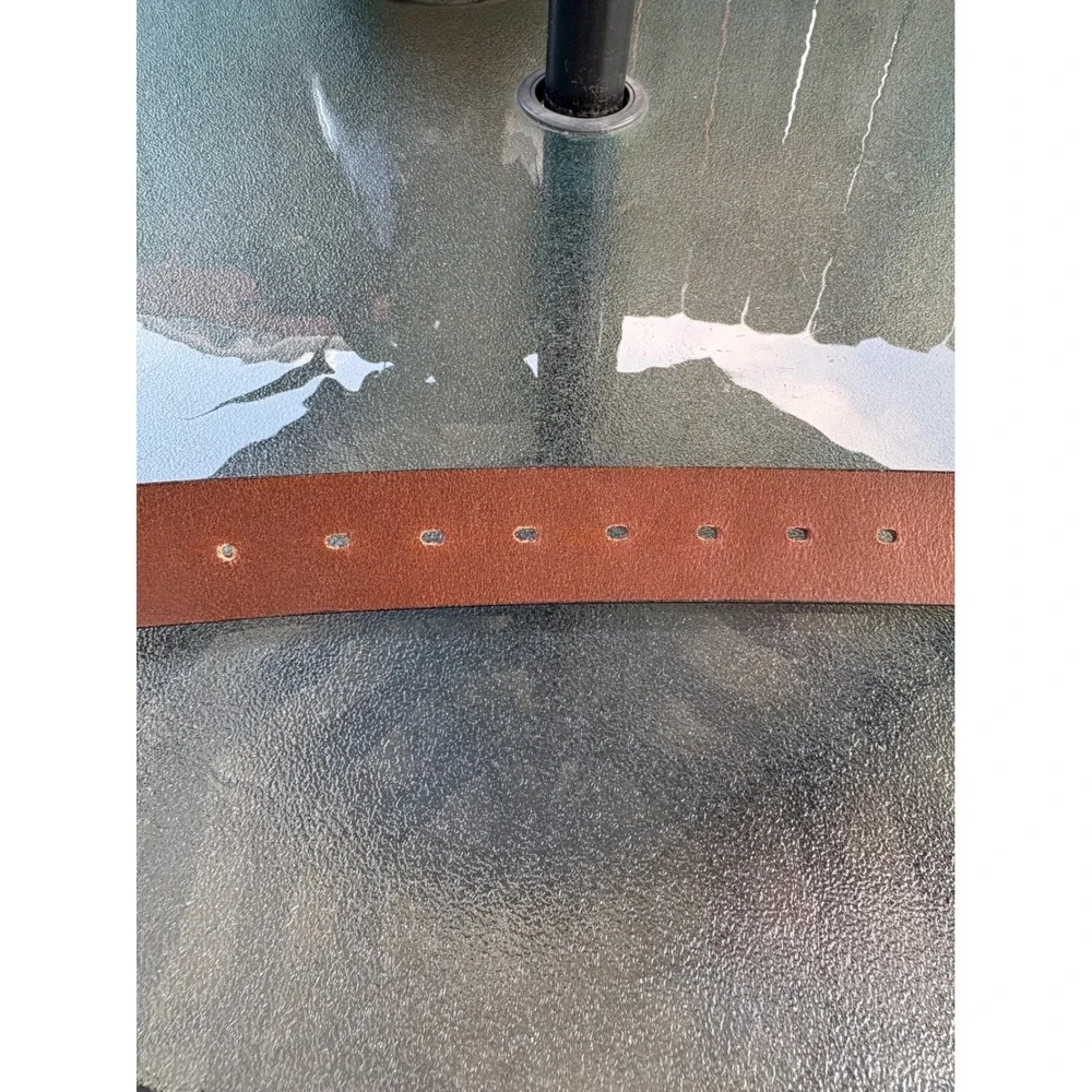 Buffway Mens Brown Genuine Leather Belt Size‎ 36 Brushed Metal Buckle Casual